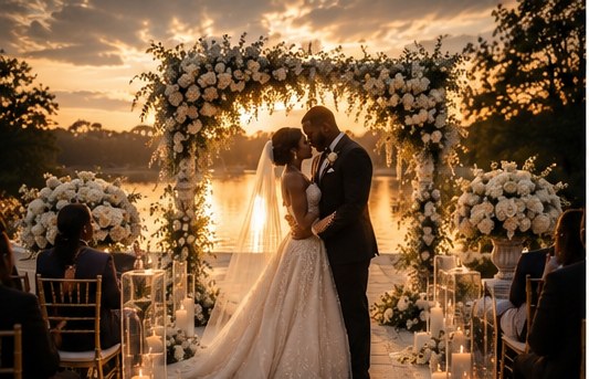 The ceremony, at golden hour